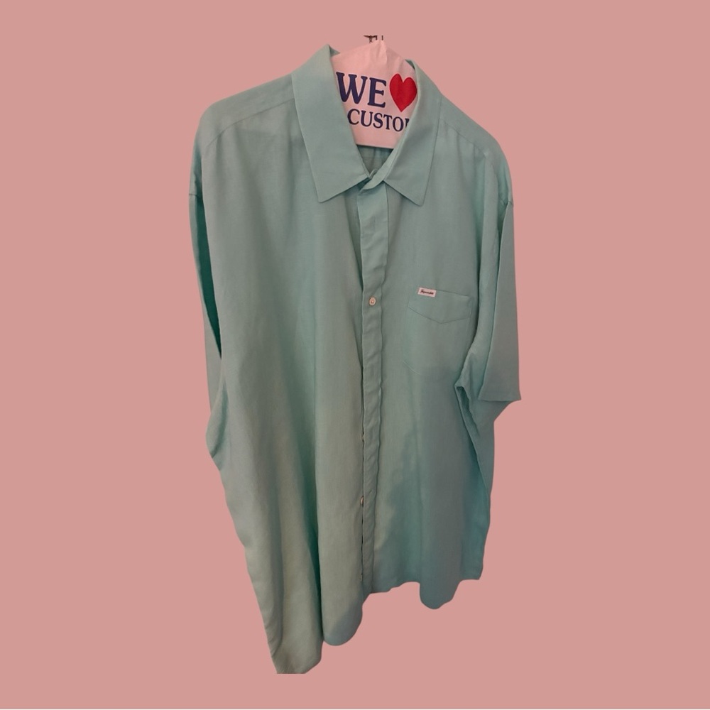 (LINEN) Faconnable Light Blue Casual Button Down Shirt